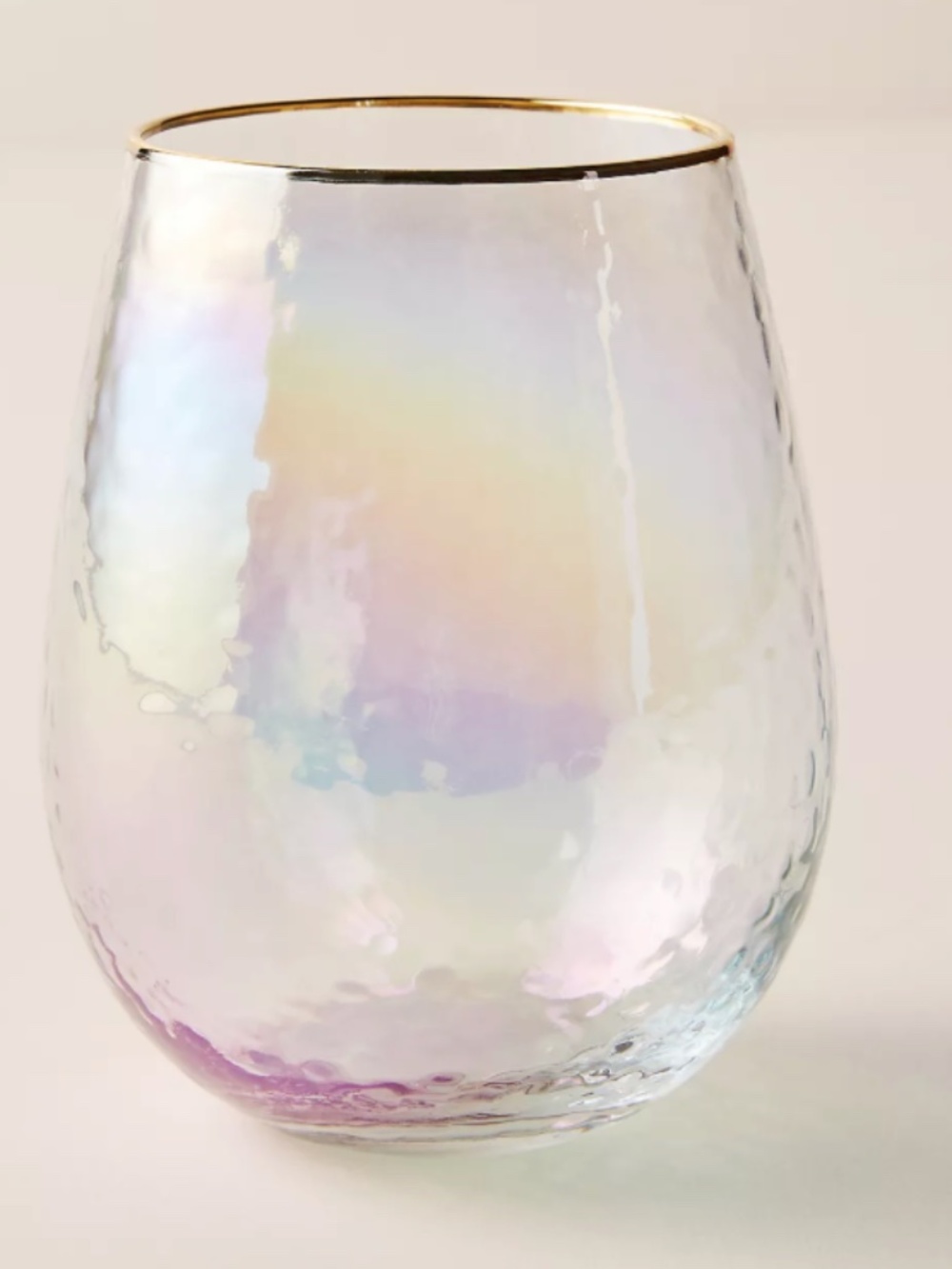 SET of 3 Anthropologie Zaza Lustered Stemless Wine Glasses